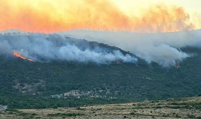 İzmir Büyükşehir Belediyesi İtfaiye ekipleri gece gündüz demeden alevlerin arasında