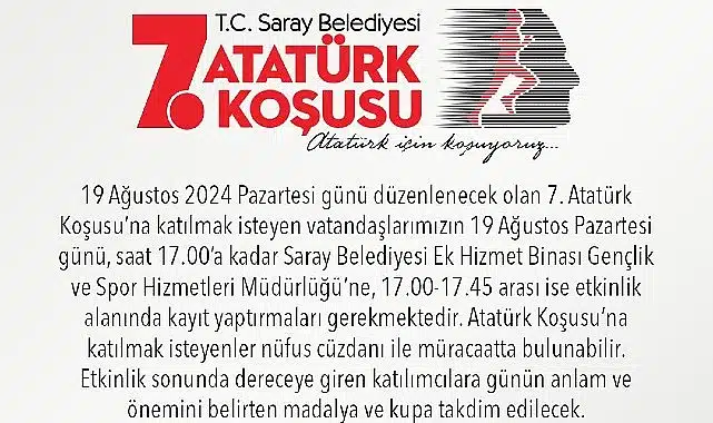 7. Atatürk Koşusu başvuruları başladı