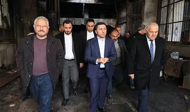 Başkan Arı’dan işyeri yanan esnafa ‘geçmiş olsun’ ziyareti