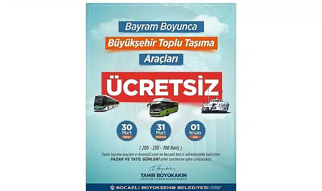 Bayram boyunca ulaşım ücretsiz