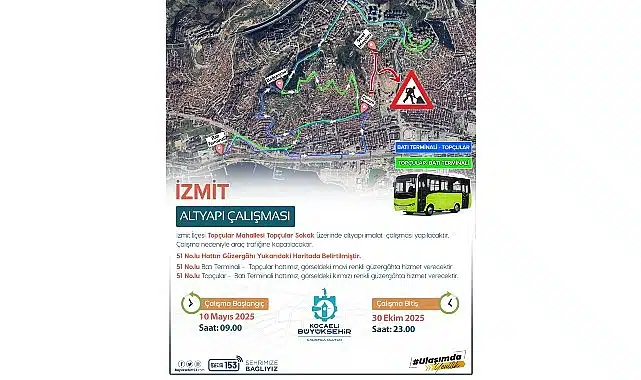 Hat 51 ve 53’te geçici güzergah değişikliği