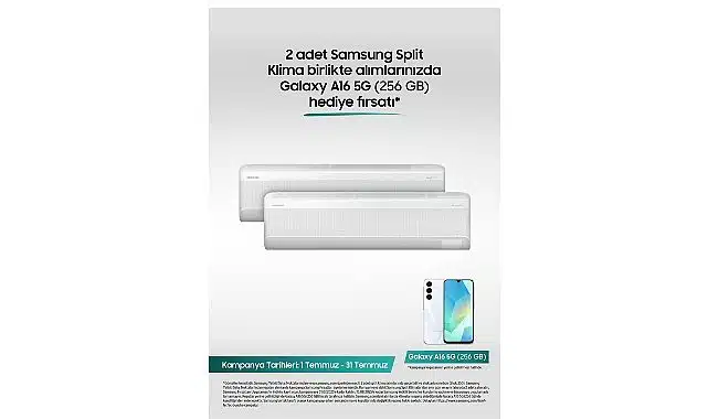 Samsung Split Klimalarda 2’li alımda Galaxy A16 5G telefon hediye fırsatı!