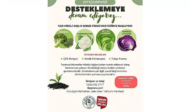 Yüzde 50 Hibelı Kışlık Sebze Fidesi Başvuruları Başlıyor