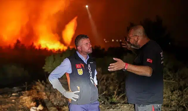 Buca tüm gece alevlerle mücadele etti