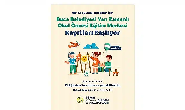 Buca’nın ücretsiz okul öncesi eğitim kurumlarında kayıtlar başladı