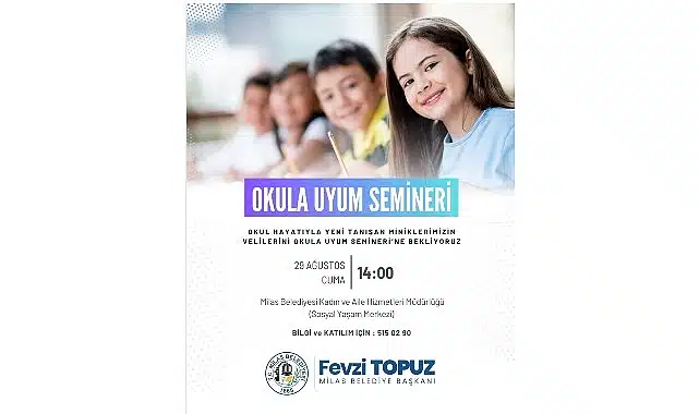 Milas Belediyesi Tarafından ‘Okula Uyum Semineri’ Gerçekleştirilecek