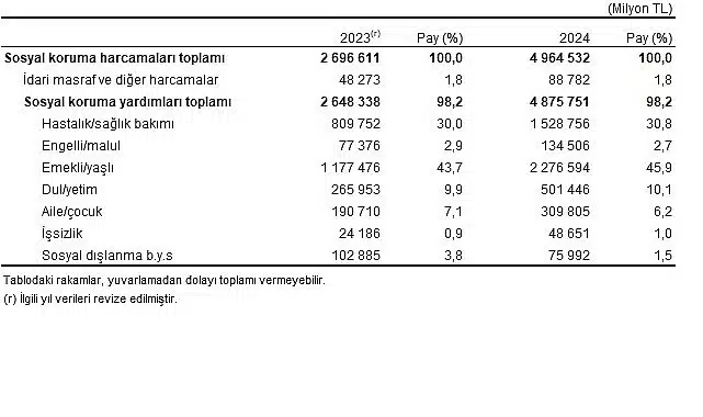 Sosyal Koruma İstatistikleri, 2024