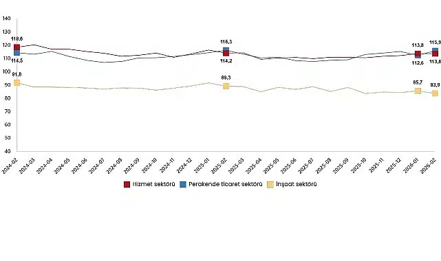 Hizmet, Perakende Ticaret ve İnşaat Güven Endeksleri, Şubat 2026